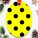 Polka Dots - Black on Yellow Oval Ornament (Two Sides)