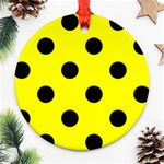 Polka Dots - Black on Yellow Round Ornament (Two Sides)