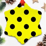 Polka Dots - Black on Yellow Snowflake Ornament (Two Sides)