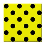Polka Dots - Black on Yellow Tile Coaster
