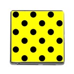 Polka Dots - Black on Yellow Memory Card Reader (Square)