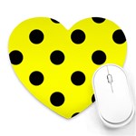 Polka Dots - Black on Yellow Heart Mousepad
