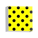 Polka Dots - Black on Yellow 4 x 4  Acrylic Photo Block