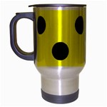 Polka Dots - Black on Yellow Travel Mug (Silver Gray)