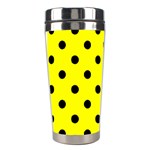 Polka Dots - Black on Yellow Stainless Steel Travel Tumbler