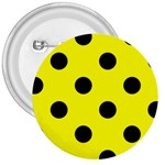 Polka Dots - Black on Yellow 3  Button