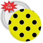 Polka Dots - Black on Yellow 3  Button (10 pack)