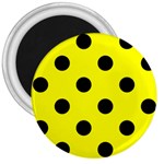 Polka Dots - Black on Yellow 3  Magnet