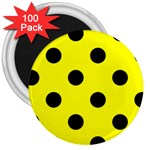 Polka Dots - Black on Yellow 3  Magnet (100 pack)