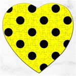 Polka Dots - Black on Yellow Jigsaw Puzzle (Heart)