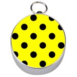Polka Dots - Black on Yellow Silver Compass