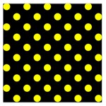 Polka Dots - Yellow on Black Large Satin Scarf (Square)