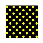 Polka Dots - Yellow on Black Small Satin Scarf  (Square)