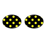Polka Dots - Yellow on Black Cufflinks (Oval)