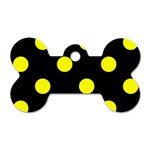Polka Dots - Yellow on Black Dog Tag Bone (Two Sides)
