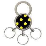 Polka Dots - Yellow on Black 3-Ring Key Chain