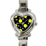 Polka Dots - Yellow on Black Heart Italian Charm Watch