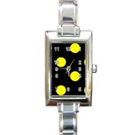 Polka Dots - Yellow on Black Rectangle Italian Charm Watch
