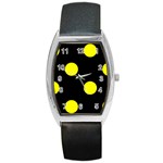 Polka Dots - Yellow on Black Barrel Style Metal Watch