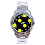 Polka Dots - Yellow on Black Stainless Steel Analogue Watch