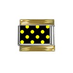 Polka Dots - Yellow on Black Gold Trim Italian Charm (9mm)