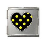 Polka Dots - Yellow on Black Mega Link Heart Italian Charm (18mm)
