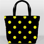 Polka Dots - Yellow on Black Bucket Bag