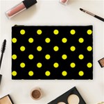 Polka Dots - Yellow on Black Cosmetic Bag (L)
