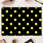 Polka Dots - Yellow on Black Cosmetic Bag (XXXL)