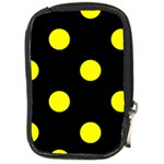 Polka Dots - Yellow on Black Compact Camera Leather Case
