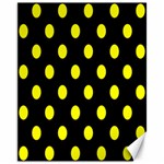 Polka Dots - Yellow on Black Canvas 11  x 14 