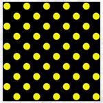 Polka Dots - Yellow on Black Canvas 20  x 20 