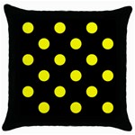 Polka Dots - Yellow on Black Throw Pillow Case (Black)