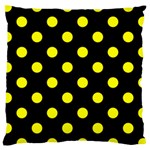 Polka Dots - Yellow on Black Large Cushion Case (One Side)
