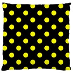 Polka Dots - Yellow on Black Standard Flano Cushion Case (Two Sides)