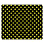 Polka Dots - Yellow on Black Double Sided Flano Blanket (Small)