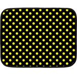 Polka Dots - Yellow on Black Double Sided Fleece Blanket (Mini)