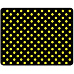 Polka Dots - Yellow on Black Fleece Blanket (Medium) (One Side)