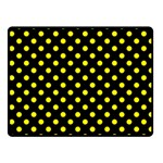 Polka Dots - Yellow on Black Fleece Blanket (Small) (One Side)