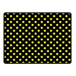 Polka Dots - Yellow on Black Double Sided Fleece Blanket (Small) (Two Sides)