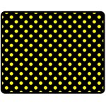 Polka Dots - Yellow on Black Double Sided Fleece Blanket (Medium) (Two Sides)