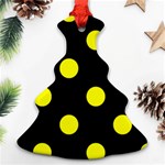 Polka Dots - Yellow on Black Ornament (Christmas Tree)
