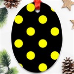 Polka Dots - Yellow on Black Oval Ornament (Two Sides)
