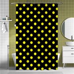 Polka Dots - Yellow on Black Shower Curtain 48  x 72  (Small)