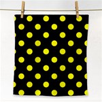 Polka Dots - Yellow on Black Face Towel