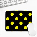 Polka Dots - Yellow on Black Small Mousepad