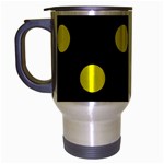 Polka Dots - Yellow on Black Travel Mug (Silver Gray)