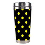 Polka Dots - Yellow on Black Stainless Steel Travel Tumbler