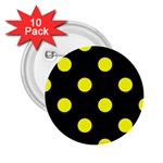 Polka Dots - Yellow on Black 2.25  Button (10 pack)