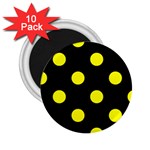 Polka Dots - Yellow on Black 2.25  Magnet (10 pack)